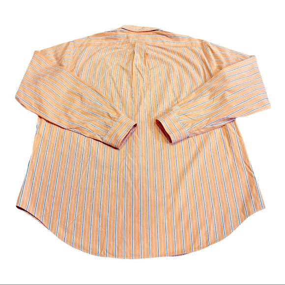 Ralph Lauren Polo Mens XL Peach Pinstripe Long Sleeve Button Down Collar Shirt - Picture 3 of 5